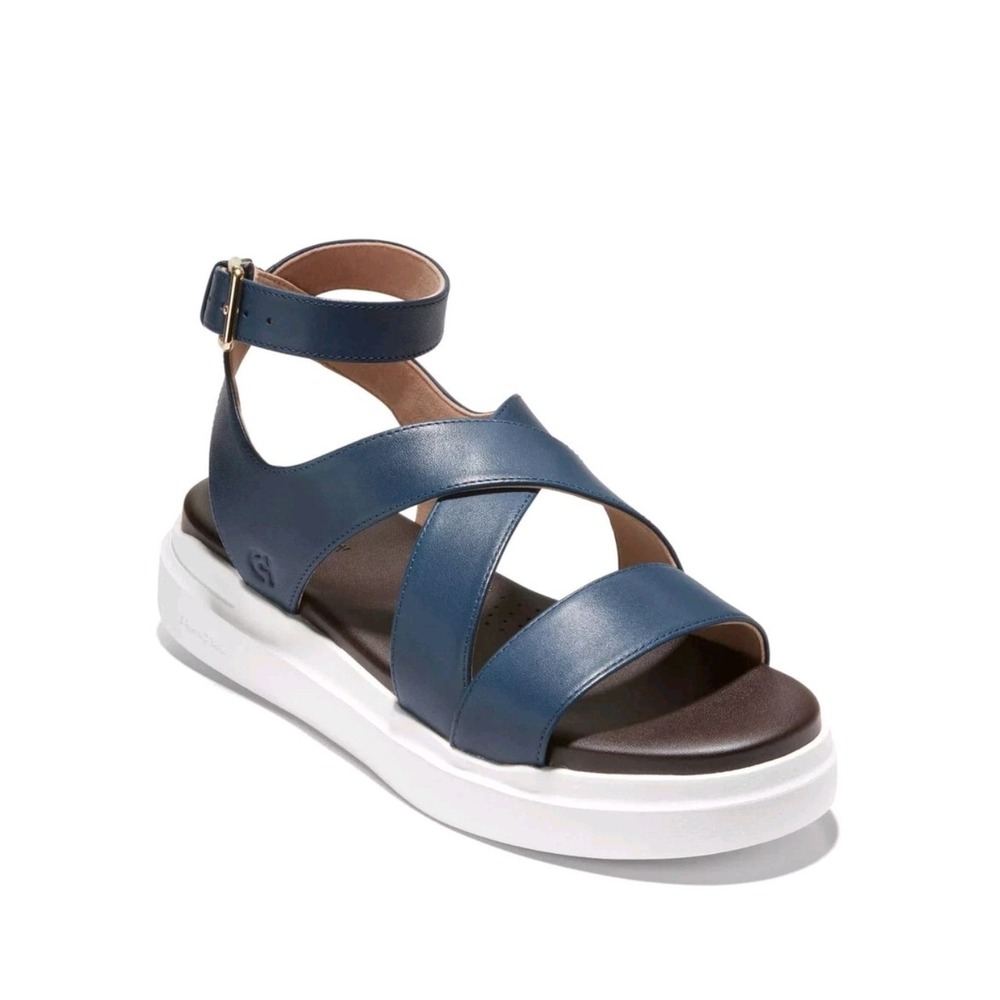 COLE HAAN GrandPro Rally Castine Platform Sandal US 7 Blue Wing Teal/Optic White